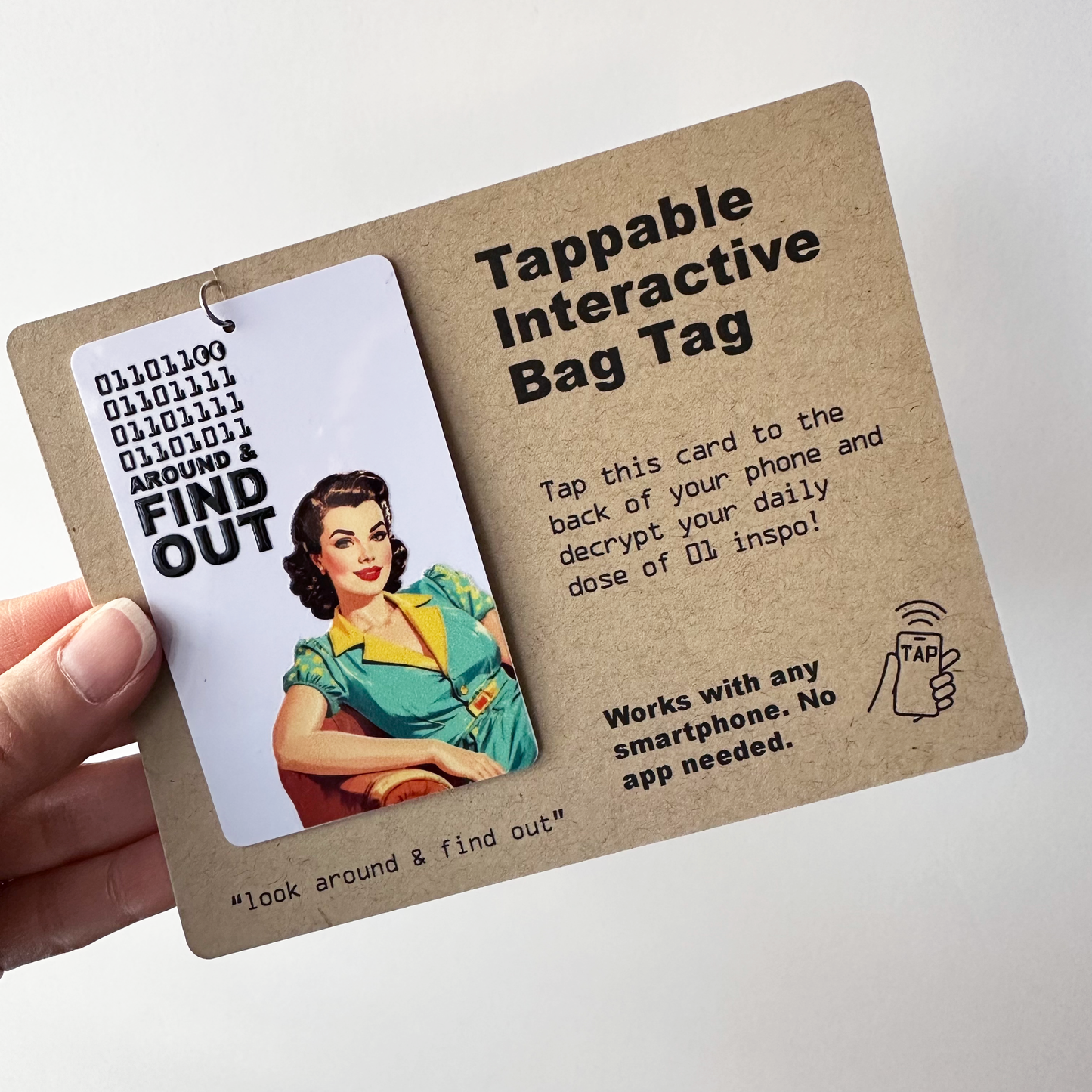 Tappable Interactive Binary Code Bag Tag