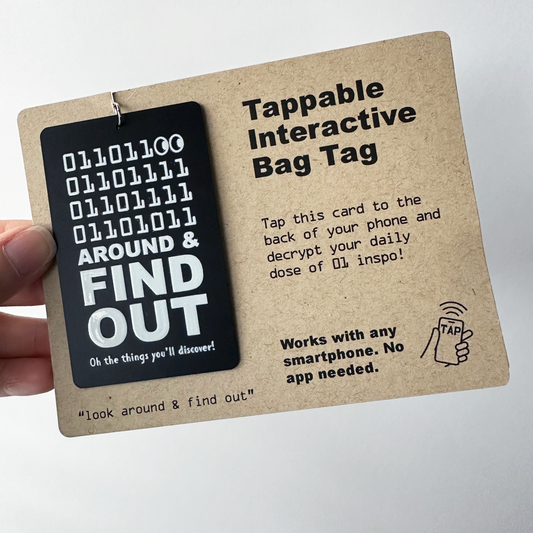 Tappable Interactive Binary Code Bag Tag