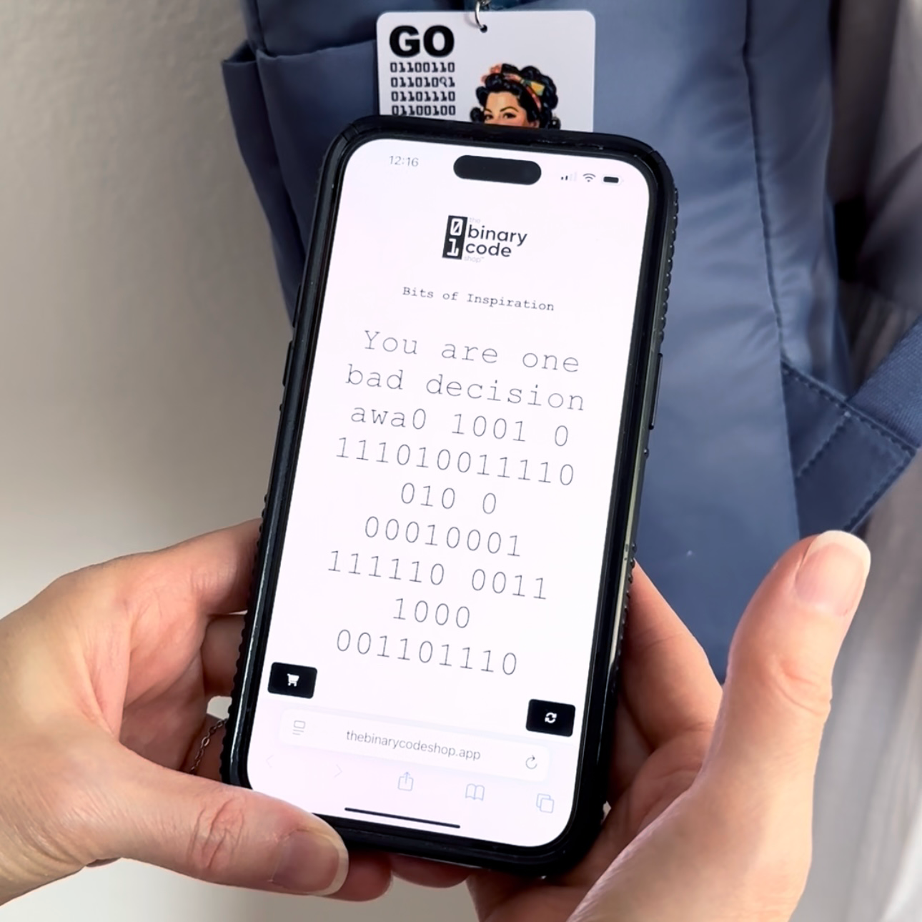 Tappable Interactive Binary Code Bag Tag