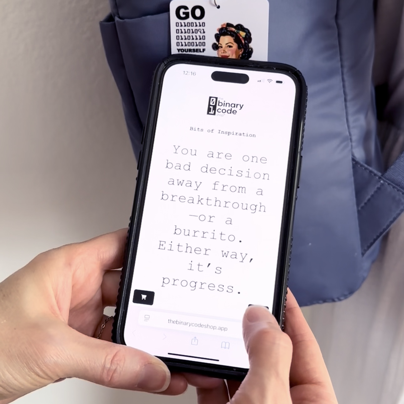 Tappable Interactive Binary Code Bag Tag