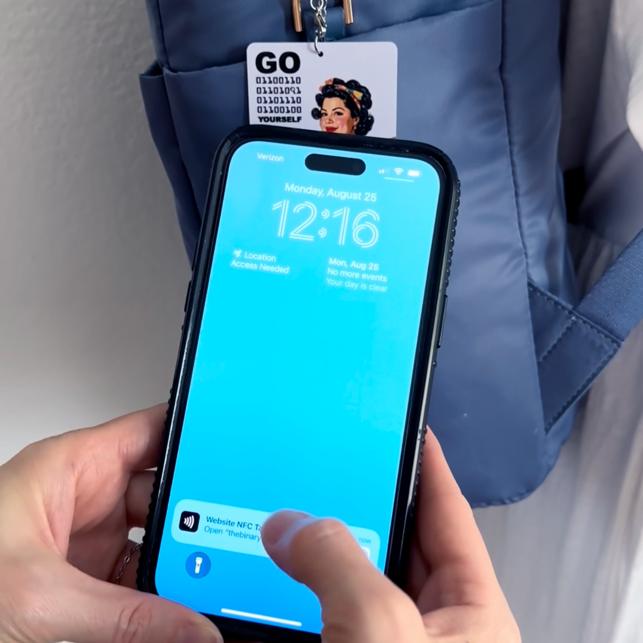 Tappable Interactive Binary Code Bag Tag