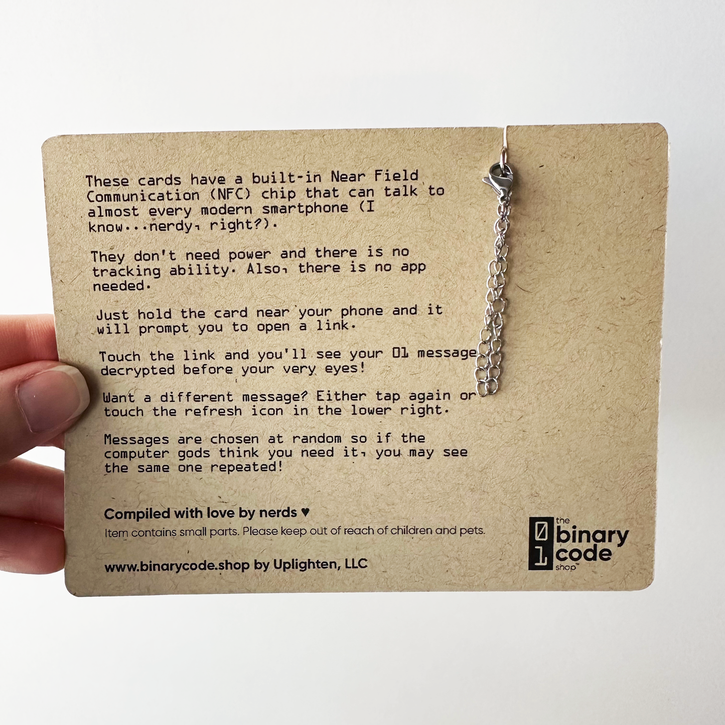 Tappable Interactive Binary Code Bag Tag