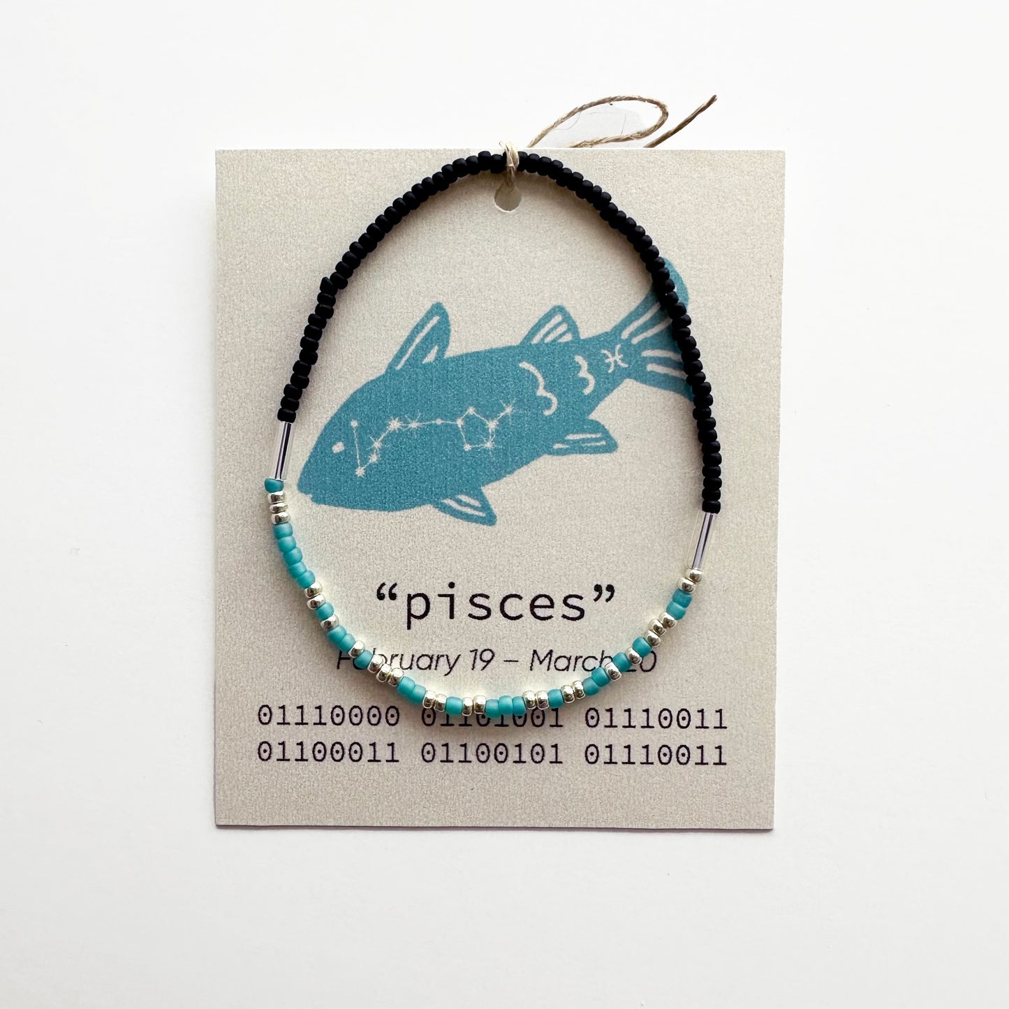 "pisces" Zodiac Binary Code Bracelet