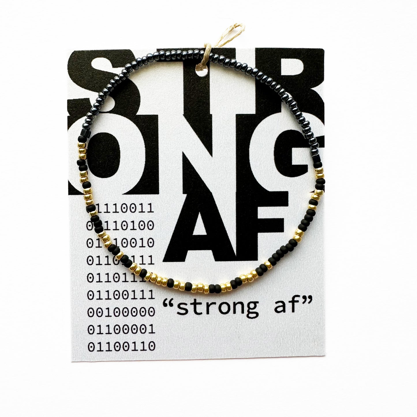 "strong af" Binary Code Bracelet