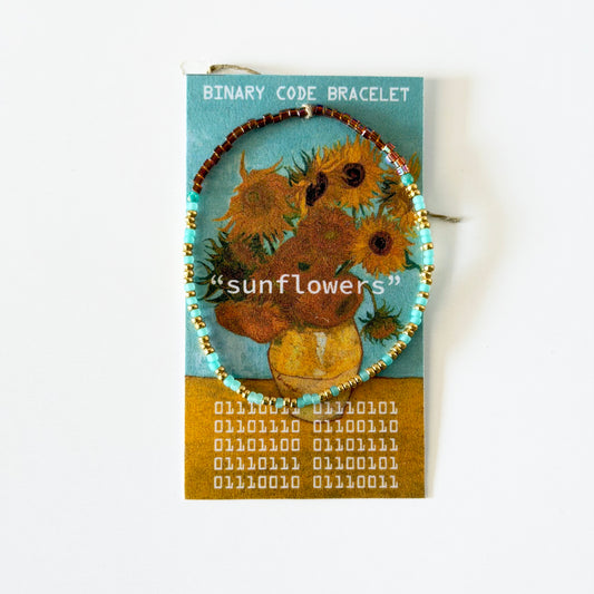 "sunflowers" Van Gogh binary code bracelet