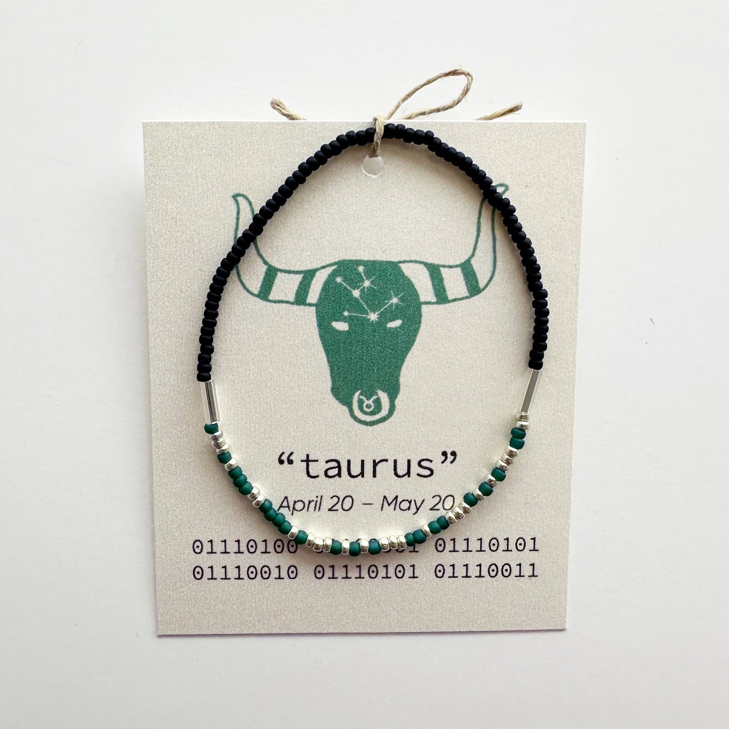 "taurus" Zodiac Binary Code Bracelet