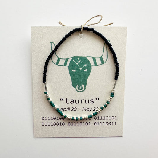 "taurus" Zodiac Binary Code Bracelet