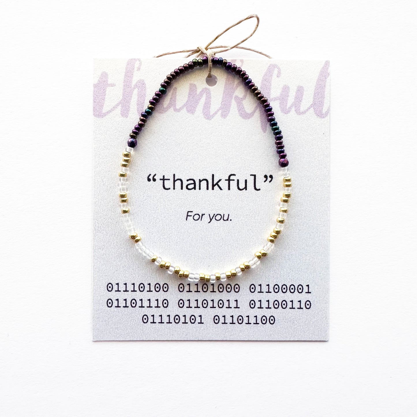 "thankful" Binary Code Bracelet