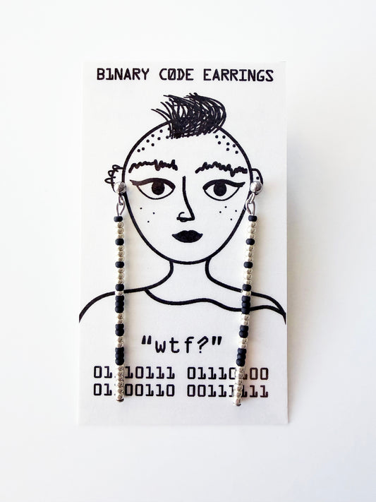 Binary Code "wtf?" Earrings